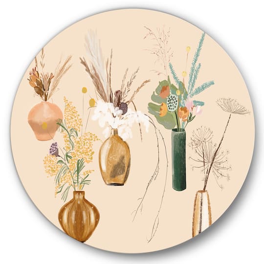 Designart - Bouquets Of Wildflowers In Gold Vases III